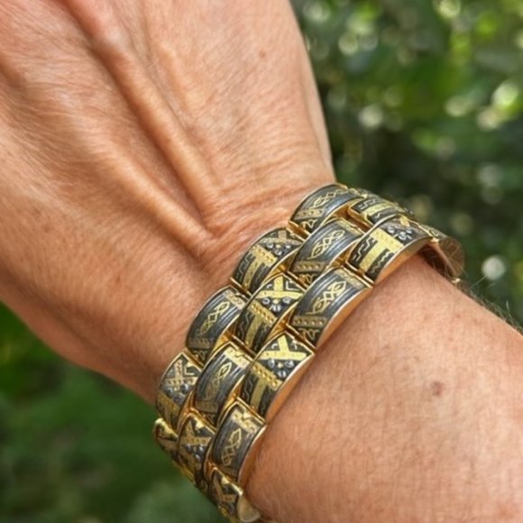 VTG DAMASCENE Spain 3-Row Link BRACELET - Picture 4 of 8